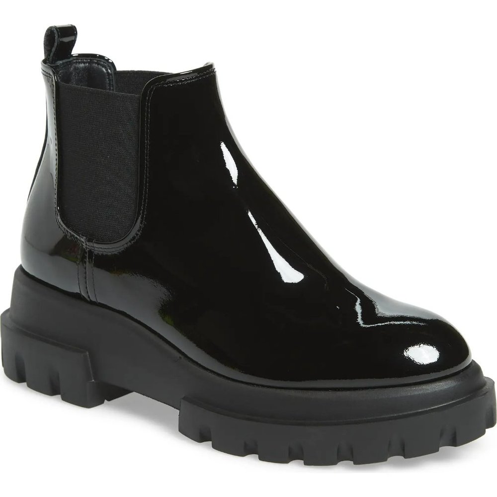 $450 AGL Maxine Chelsea Boot CHUNKY PLATFORM PATENT BLACK 39.5 (P17)